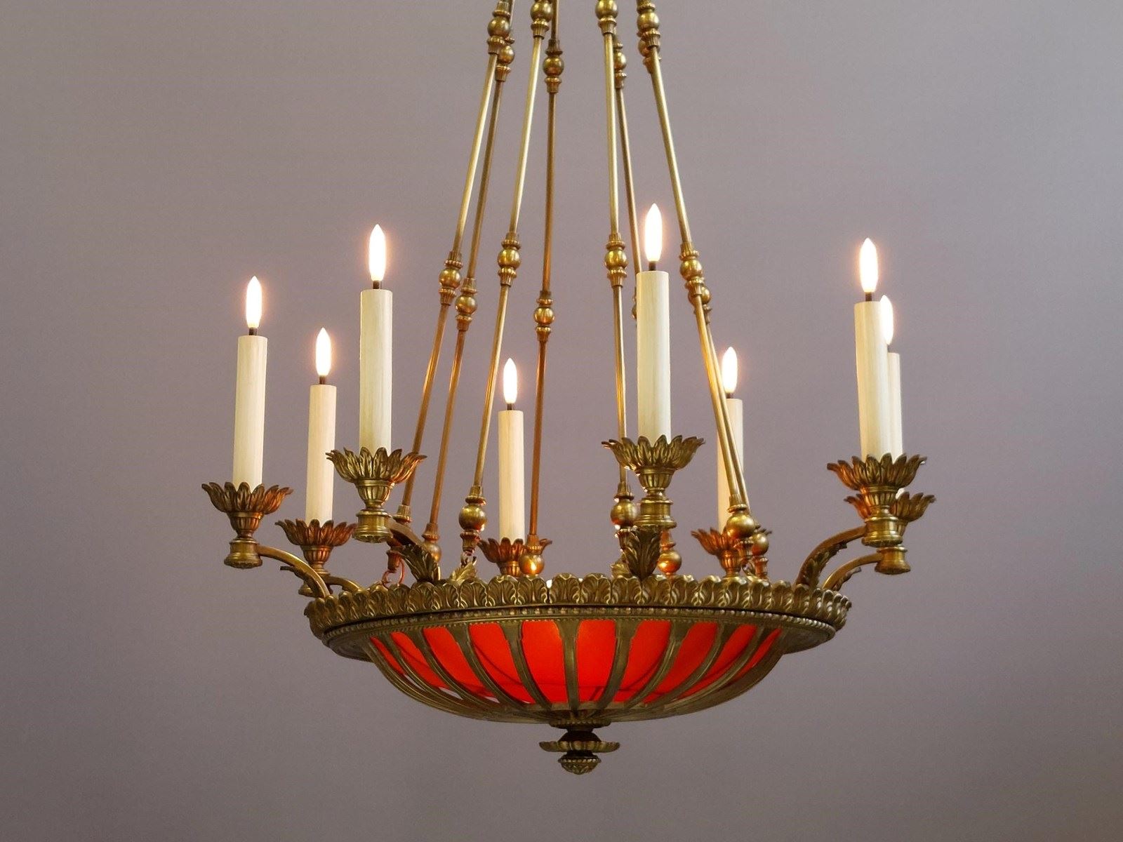 Single Antique Bronze Bowl Chandelier - Decorative Collective