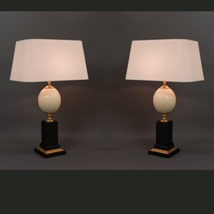 Pair Classic 70'S Ostrich Egg On Pl...