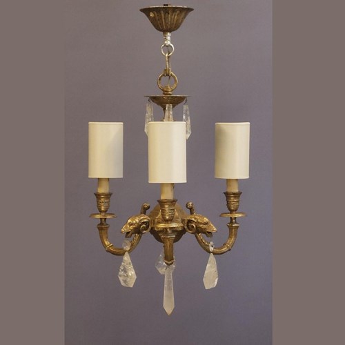 Small Silvered Bronze & Rock Crystal Chandelier