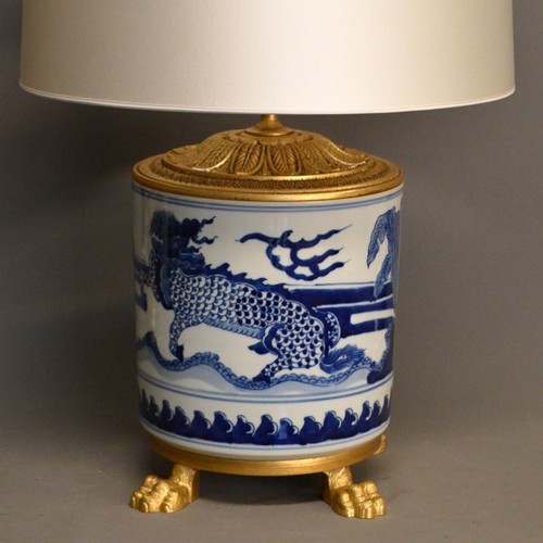 Pair Of  Exceptional Chinese Blue And White Lamps