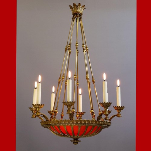 Single Antique Bronze Bowl Chandelier