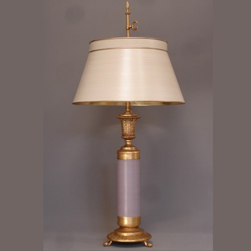 Single Vintage Column Table Lamp + Tole Shade