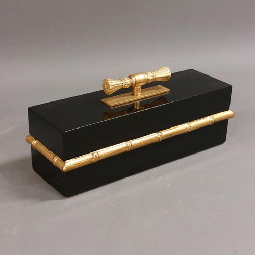 Pair Of Lacquer Boxes With Faux Bamboo Trim