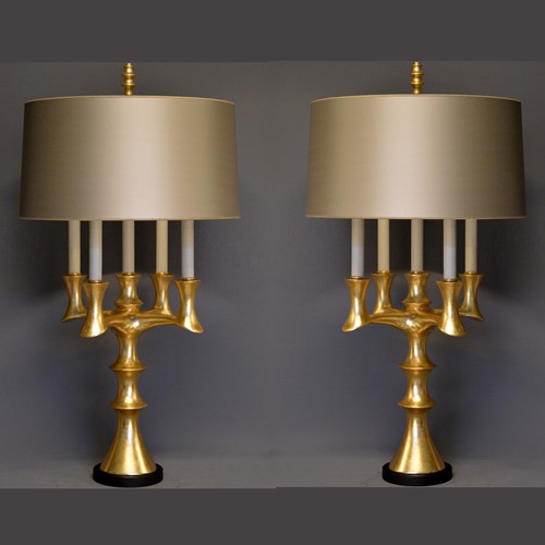 PAIR Brutalist bouillotte lamps (2 pair available)