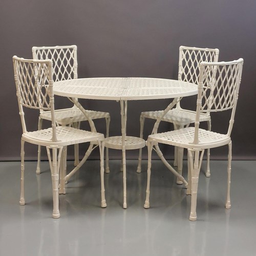 Vintage Cast Alu Faux Bamboo Outdoor Dining Set