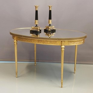 gilded bronze mirrored coffee table...