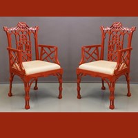 Pair, Chippendale Style arm chairs
