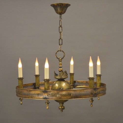 Bespoke brass chandelier after antique model