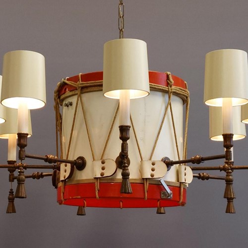Vintage Drum Made Into A 9 Arm Chandelier