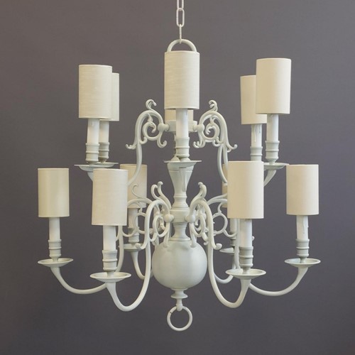 All white Flemish 12L chandelier