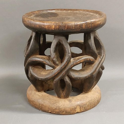 Single Carved Ethnic Stool Or Drinks Table