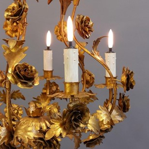 Vintage, Gilt Iron Italian 5 Light ...
