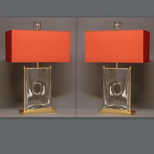 Pair Of 1970'S Glass Lamps