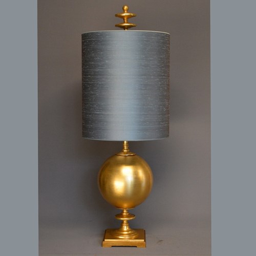 Bespoke MCM Style Gold Sphere Table Lamp