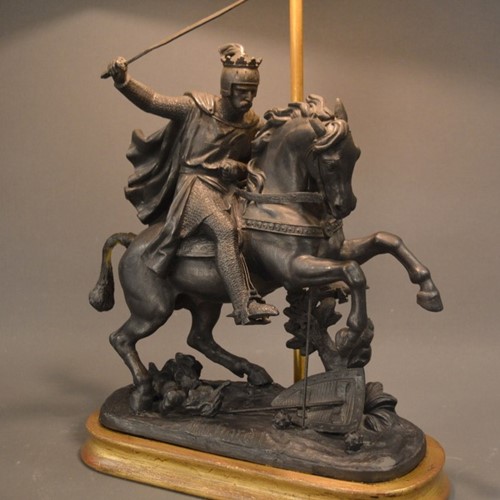 King Richard I figure mounted as lamp