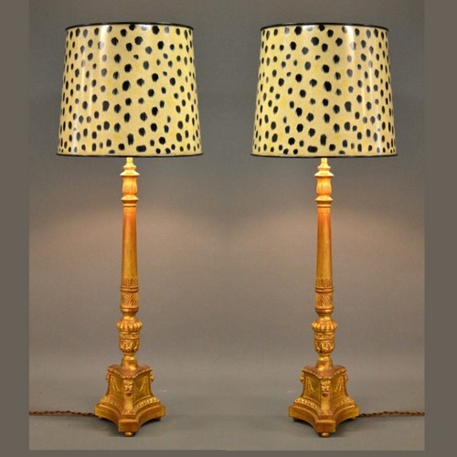 Pair of tripod candle stick lamps