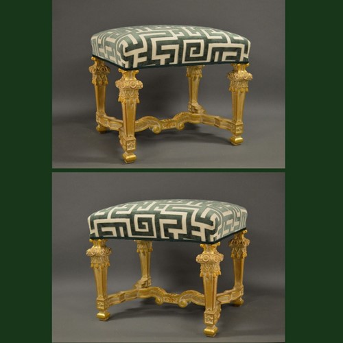 Pair of gilt wood stools