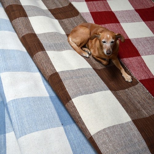 large gingham check flat weaves Kelim rugs