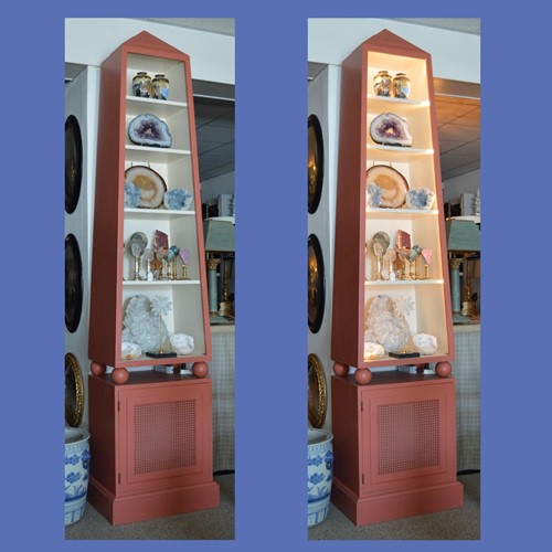 Tall Pair Of OBELISK Shaped Cabinets 