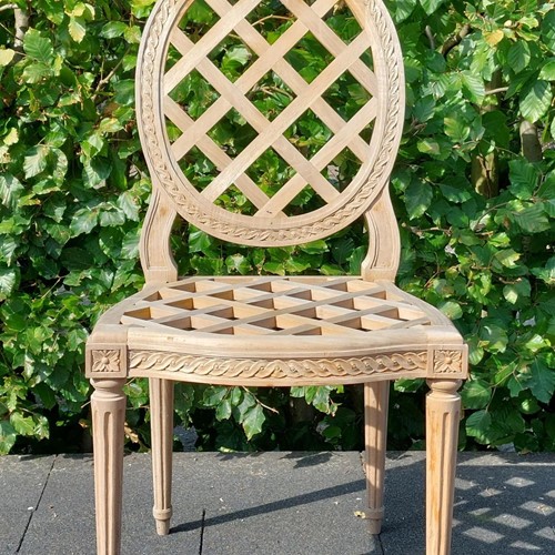4 Carved Teak Classic Outdoor Side Chairs 