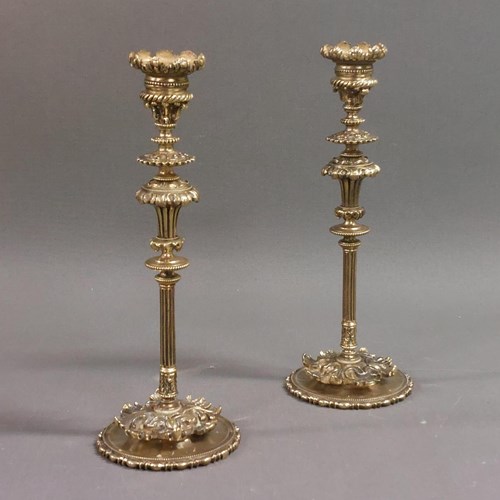 Pair Of Detailed Brass Candle Sticks