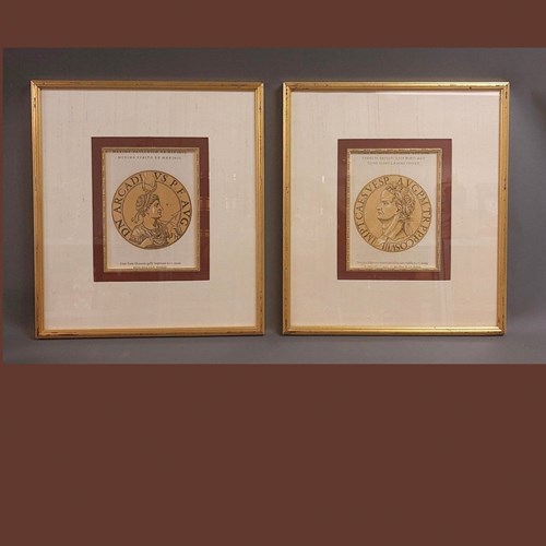 Pair Of Historic Roman-Head Prints In Nice Frames