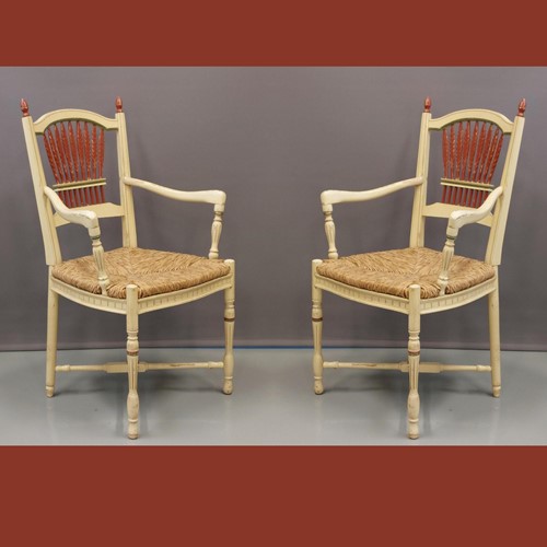 Pair Of French Wheat Sheaf Arm Chairs