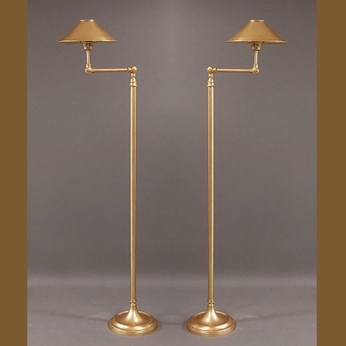 Pair Adjustable Floor Lamps Metal Shade