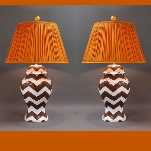 Pair Of Unique Painted TOLE Table Lamps