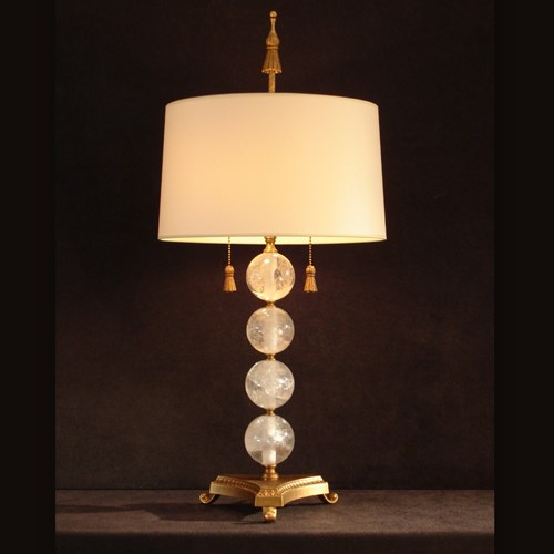 Bespoke Rock Crystal Table Lamp. 4 Spheres
