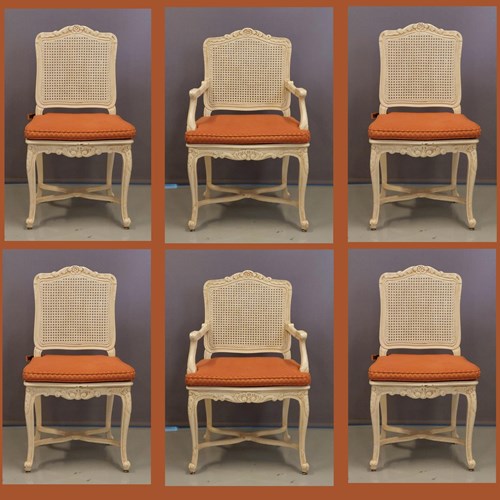 Set Of 6 Louis XV Dining Chairs. 2 Arm, 4 Carver