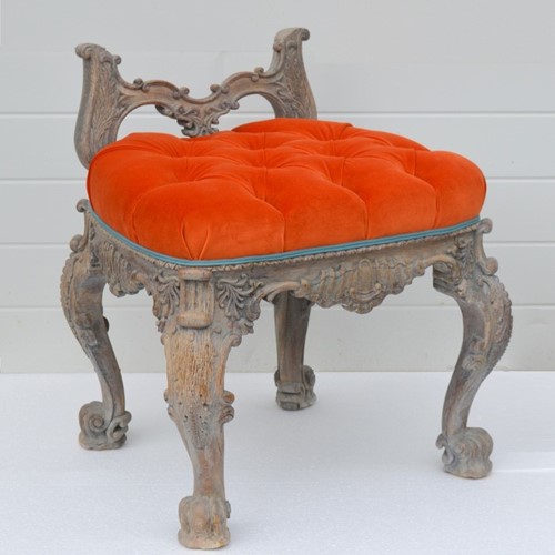 Exceptional Carved Oak Stool/Chair