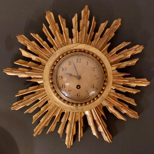 Giltwood Sunburst Clock