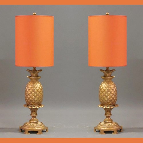Pair Of Vintage Pineapple Lamps.