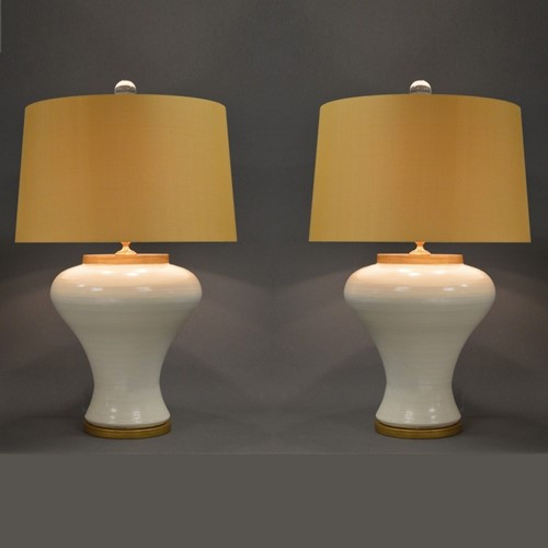 Pair Of Vintage Ceramic Vase Lamps 