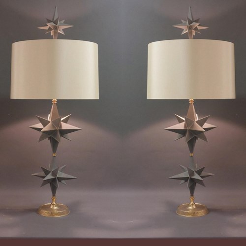 Pair Of Star Burst Table Lamps