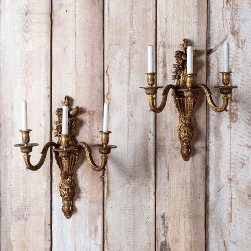 Reclaimed gilt bronze 3 branch wall lights