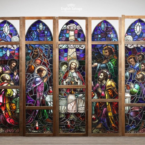 Last Supper religious stained glass panels