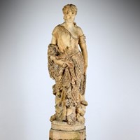 Rare Italian terracotta fisher girl statue