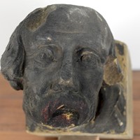 18C Yorkshire stone carved male academic head