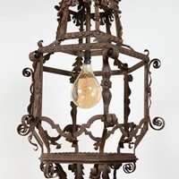 Antique Italian iron pendant light