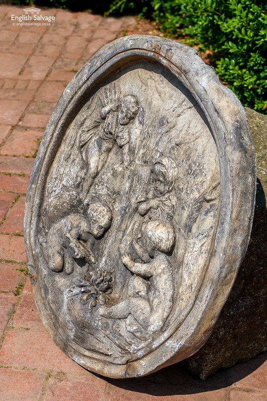 Antique lead plaque of wood nymphs / cherubs-english-salvage-b2774-2-main-637679880817559511.jpg