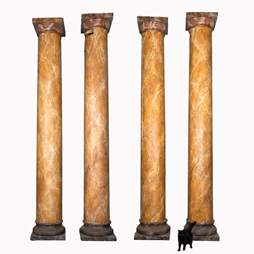Substantial set of decorative pine columns