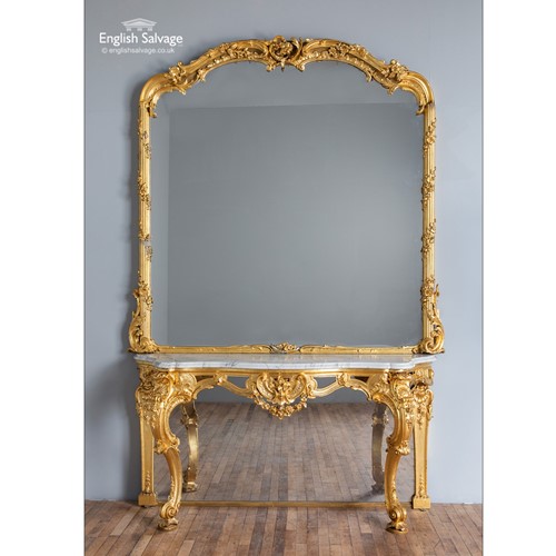 19thC mirror back gilt console large overmantle