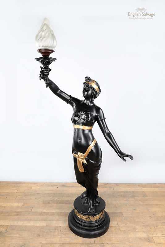 Early 20C Lady holding torch black gold lamp-english-salvage-b3978-low-res-2-of-4-main-637914920893554174.jpg