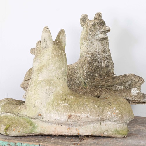 Mid-century weathered German shepherd statues