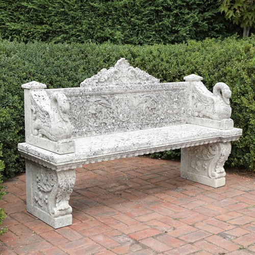 Delightful antique ornate limestone bench