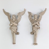 Rare 18th century pair of carved angels