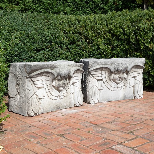 Original art nouveau stone angel blocks