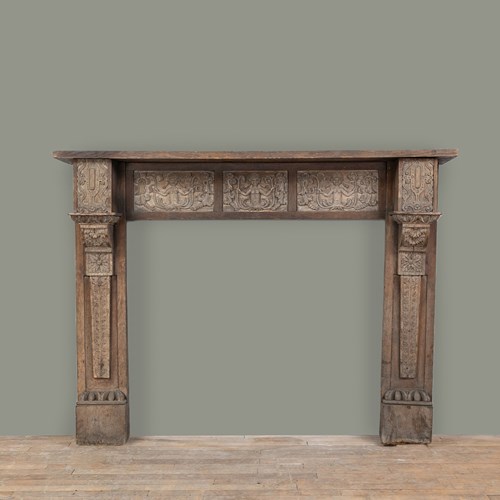 18Th Century Flemish Carved Oak Chimney Piece